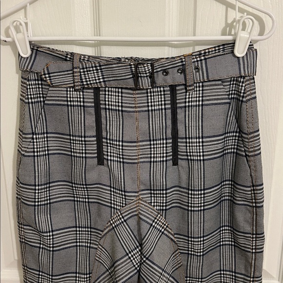 Self-portrait Grey Check Lexi Zipper Highrise Tweed Cropped Trouser Pant Size 4 - Picture 9 of 16
